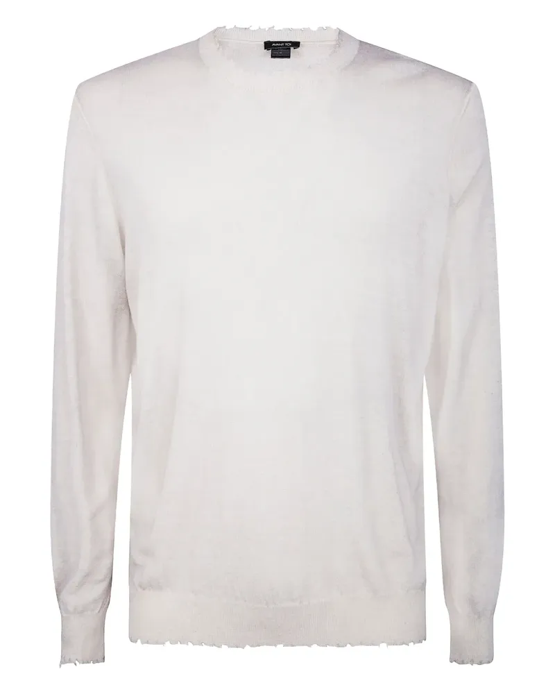 Avant Toi Pullover mit ausgefransten Kanten - Weiß Weiß