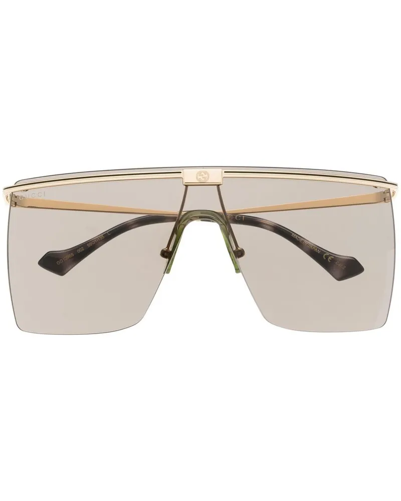 Gucci Sonnenbrille mit eckigem Gestell - Gold Gold