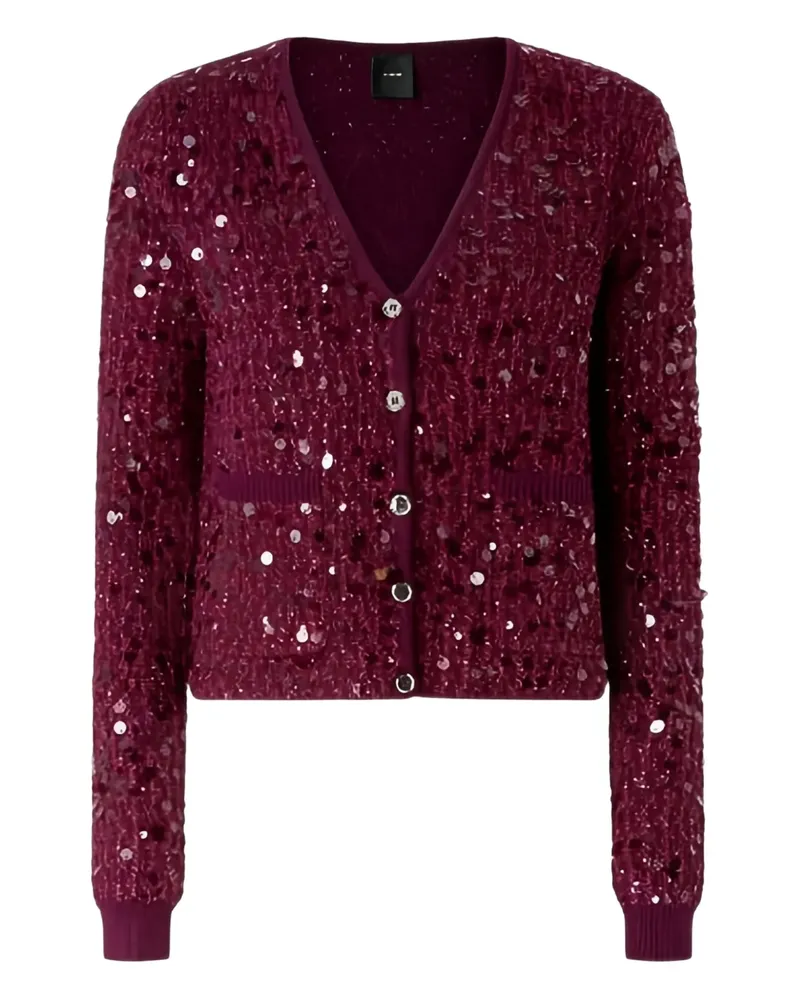 Pinko Mamma Mia Cardigan mit Pailletten - Rot Rot