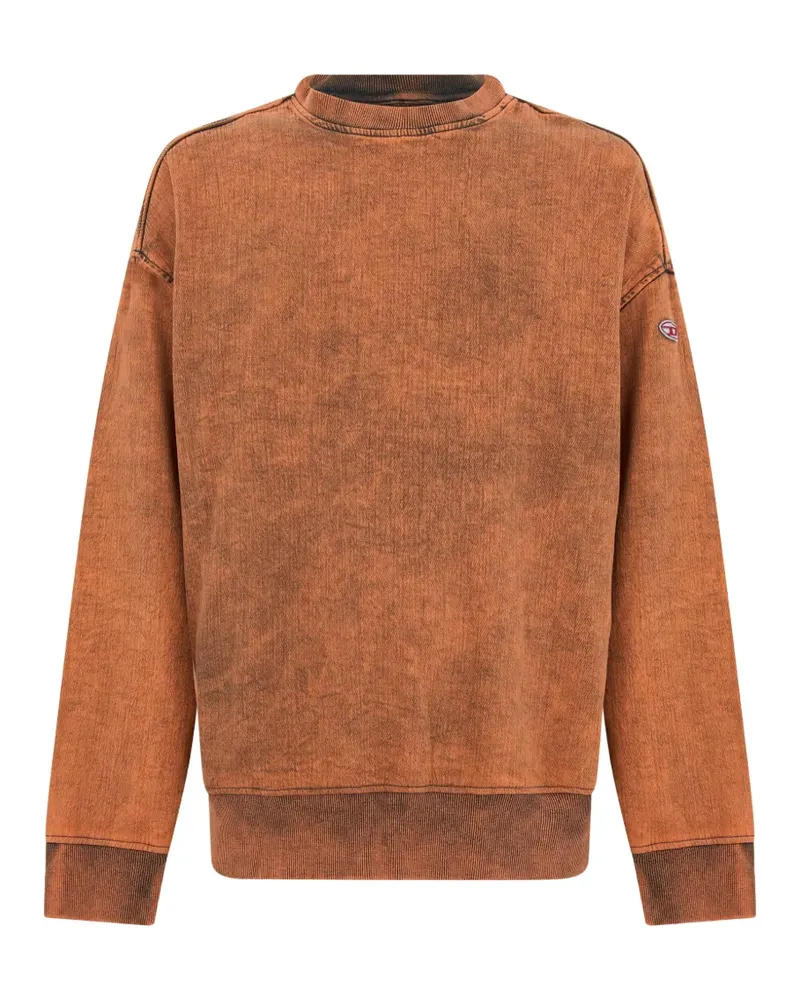 Diesel acid-wash logo-patch sweater - Orange Orange