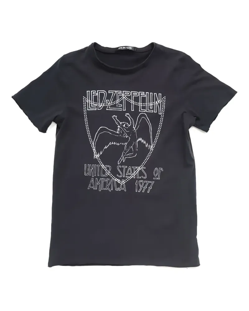 HTC Hollywood Trading Company Zeppelin Lux T-Shirt mit Nieten - Schwarz Schwarz