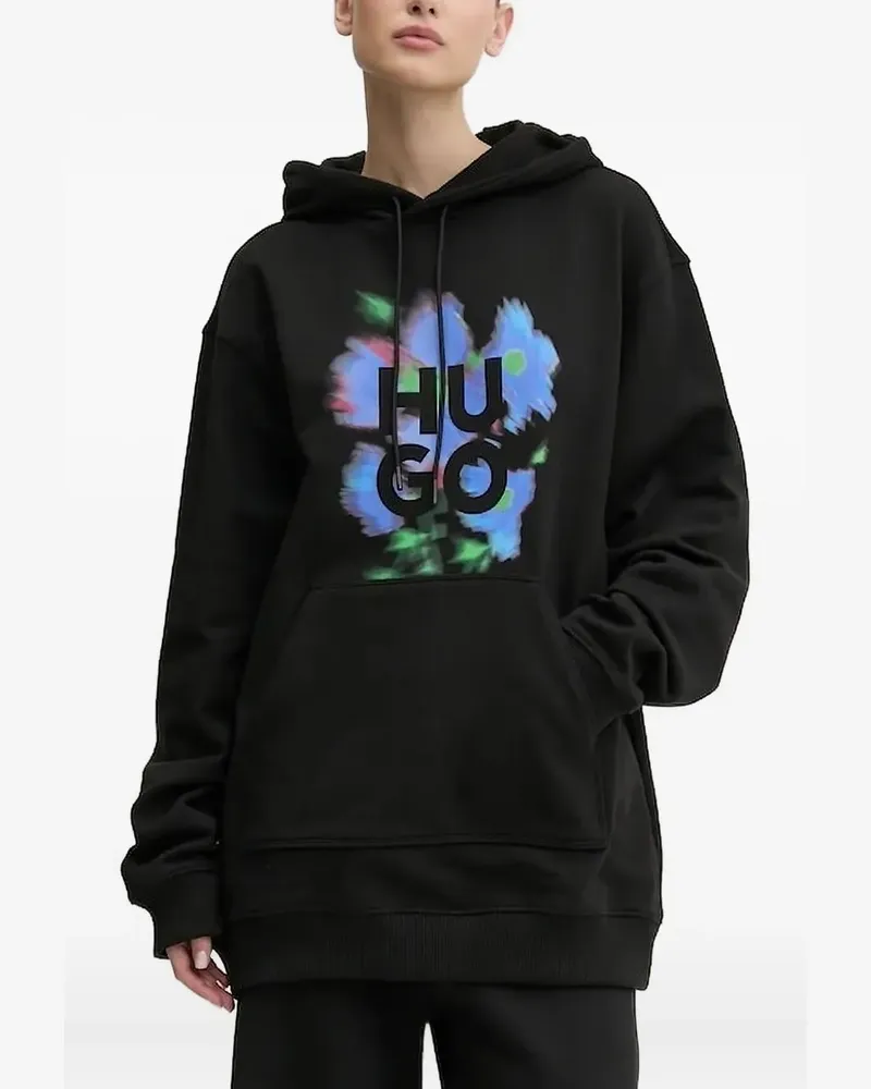 HUGO BOSS Hoodie mit Logo-Print - Schwarz Schwarz