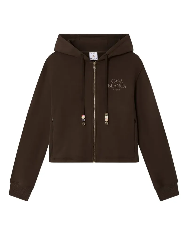 Casablanca Paris bead-embellished cropped hoodie - Braun Braun
