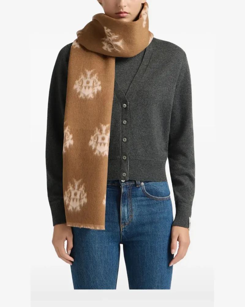 Bally Schal mit Wappenmotiv - Braun Braun