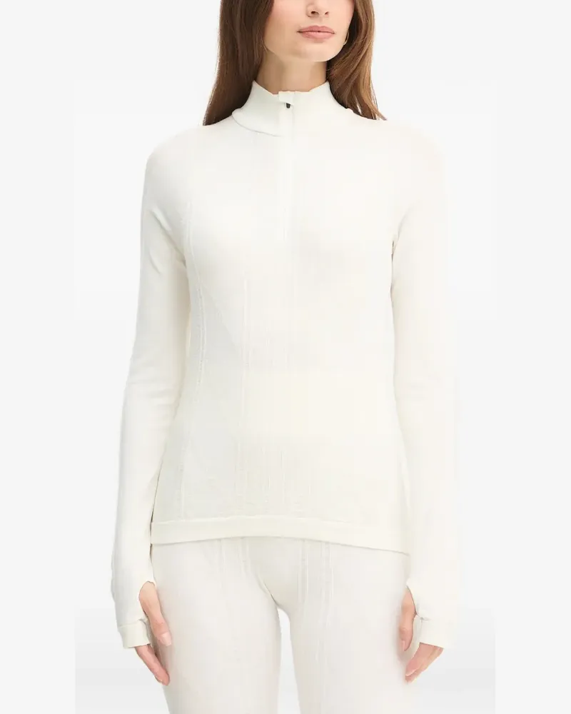 HUGO BOSS zip mock neck knitwear - Weiß Weiß