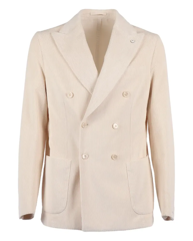 Luigi Bianchi Mantova double-breasted corduroy blazer - Nude Nude
