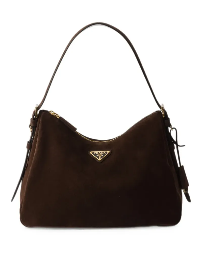 Prada Aimée medium suede shoulder bag - Braun Braun