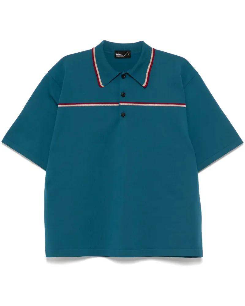 kolor Gestreiftes Poloshirt - Blau Blau