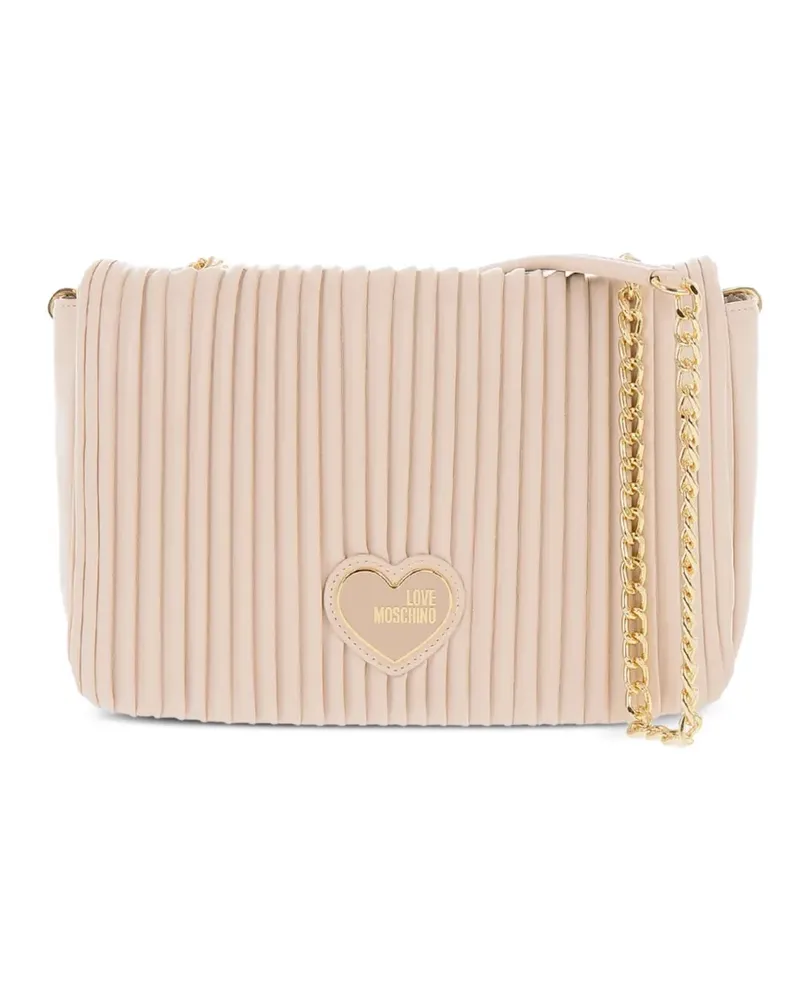 Moschino Schultertasche mit Herz-Schild - Nude Nude