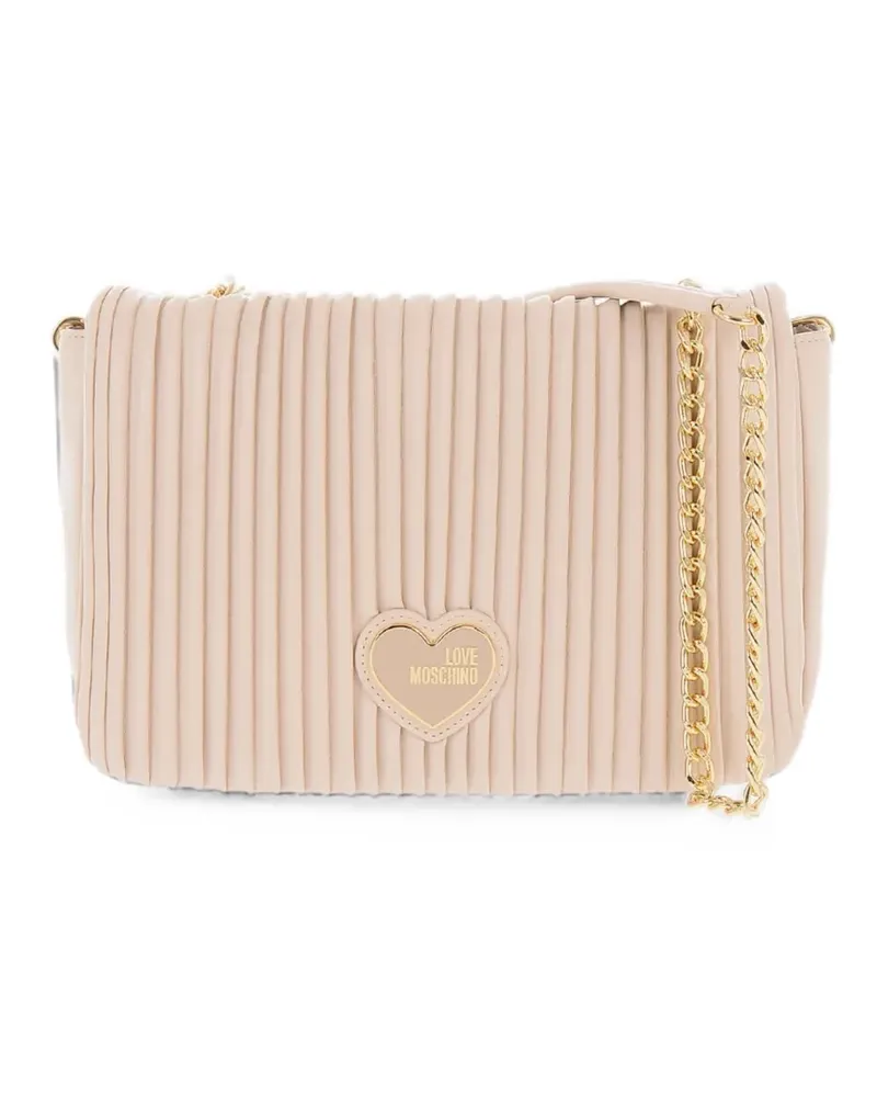 Moschino pleated heart-plaque shoulder bag - Nude Nude