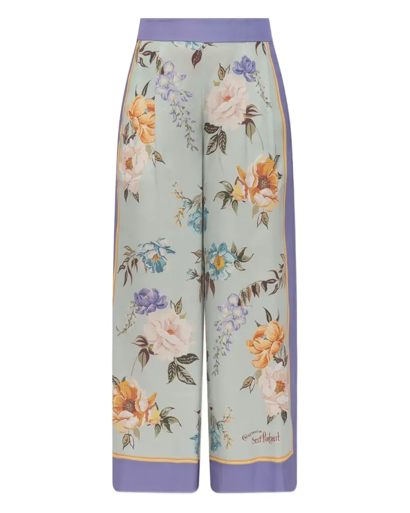 Self-Portrait Hose mit Blumen-Print - Blau Blau