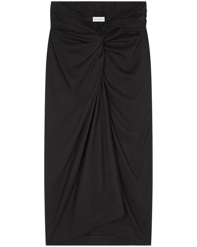 Dries van Noten Geraffter Rock - Schwarz Schwarz