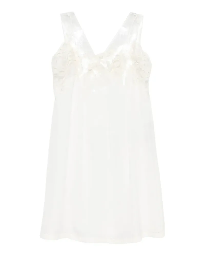 Maison Margiela lace-trim tulle-overlay dress - Braun Braun