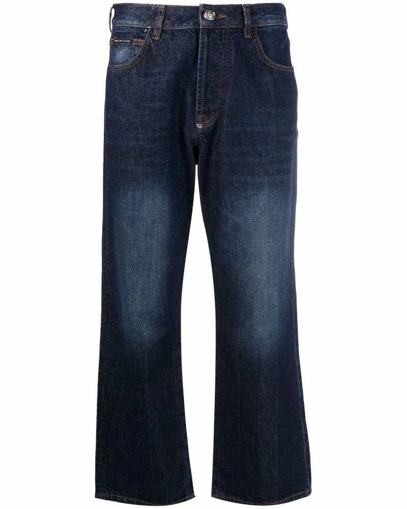 Philipp Plein Iconic Plein Wide-Leg-Jeans Blau