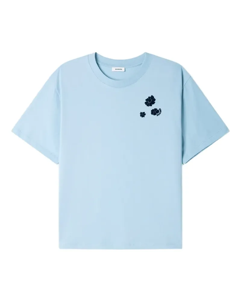 Sandro T-Shirt mit Blumenprint - Blau Blau