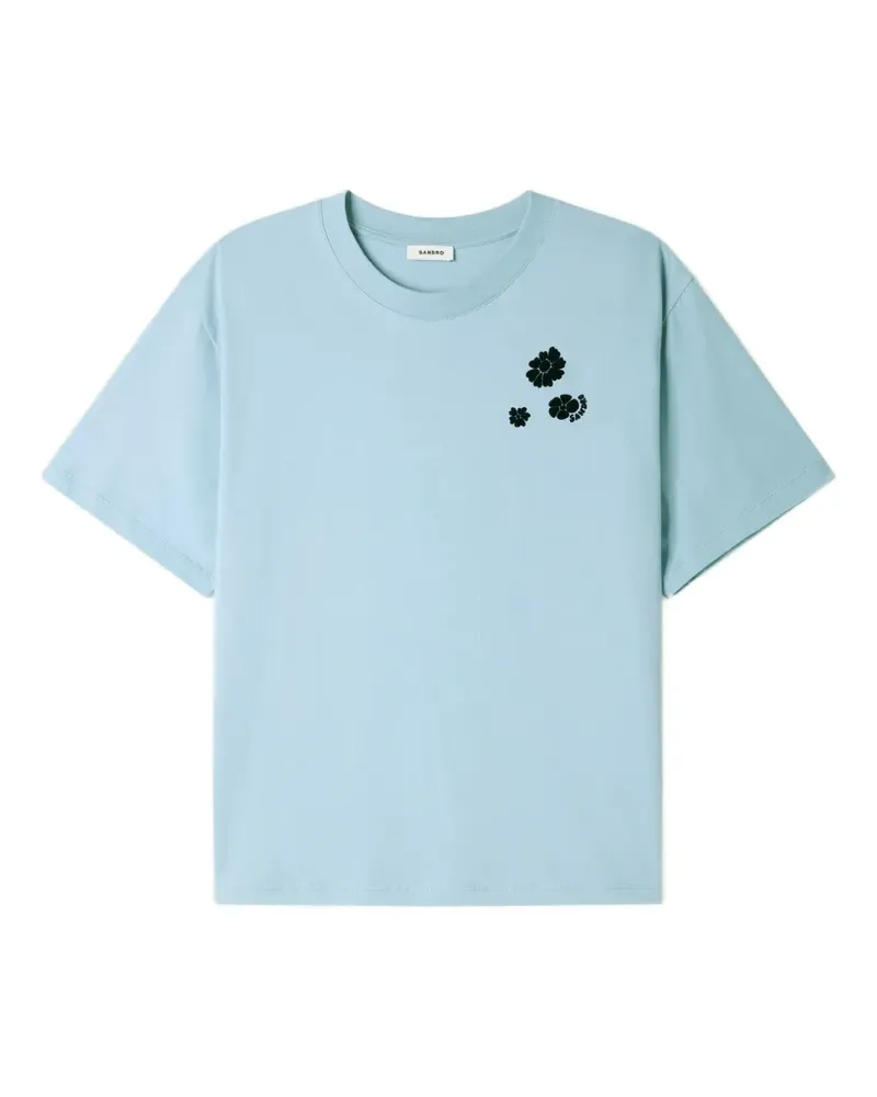 Sandro T-Shirt mit Blumenprint - Blau Blau