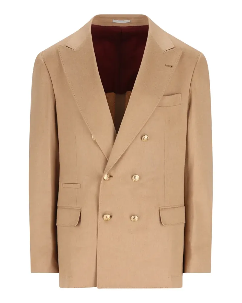 Brunello Cucinelli double-breasted peak-lapel blazer - Nude Nude