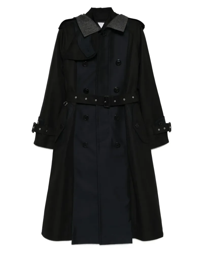 Sacai Trenchcoat aus Gabardine - Schwarz Schwarz
