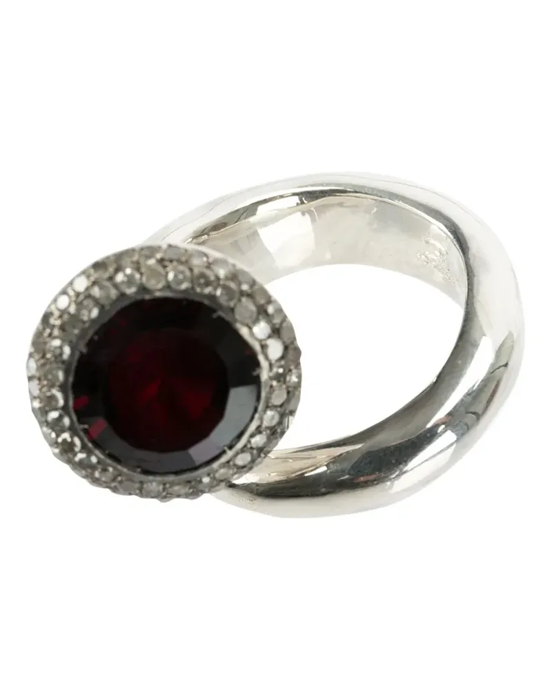 Rosa Maria Silberring mit Granat und Diamanten - Metallic Metallic