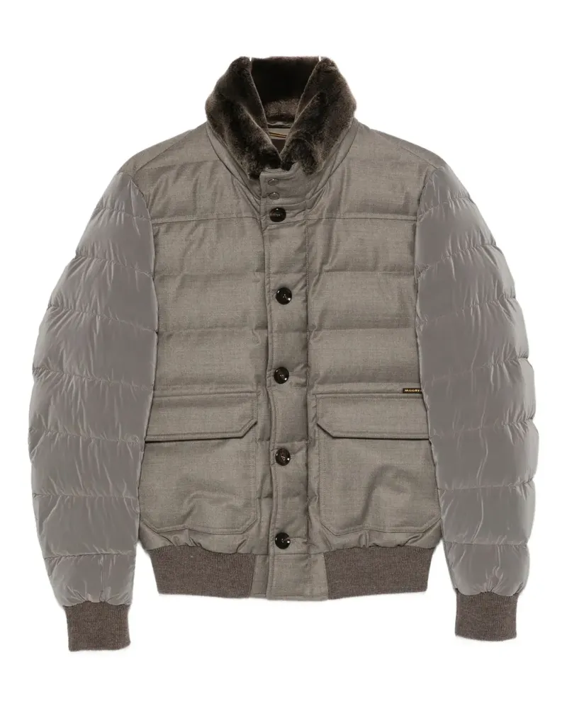 MOORER contrast-collar padded jacket - Grau Grau