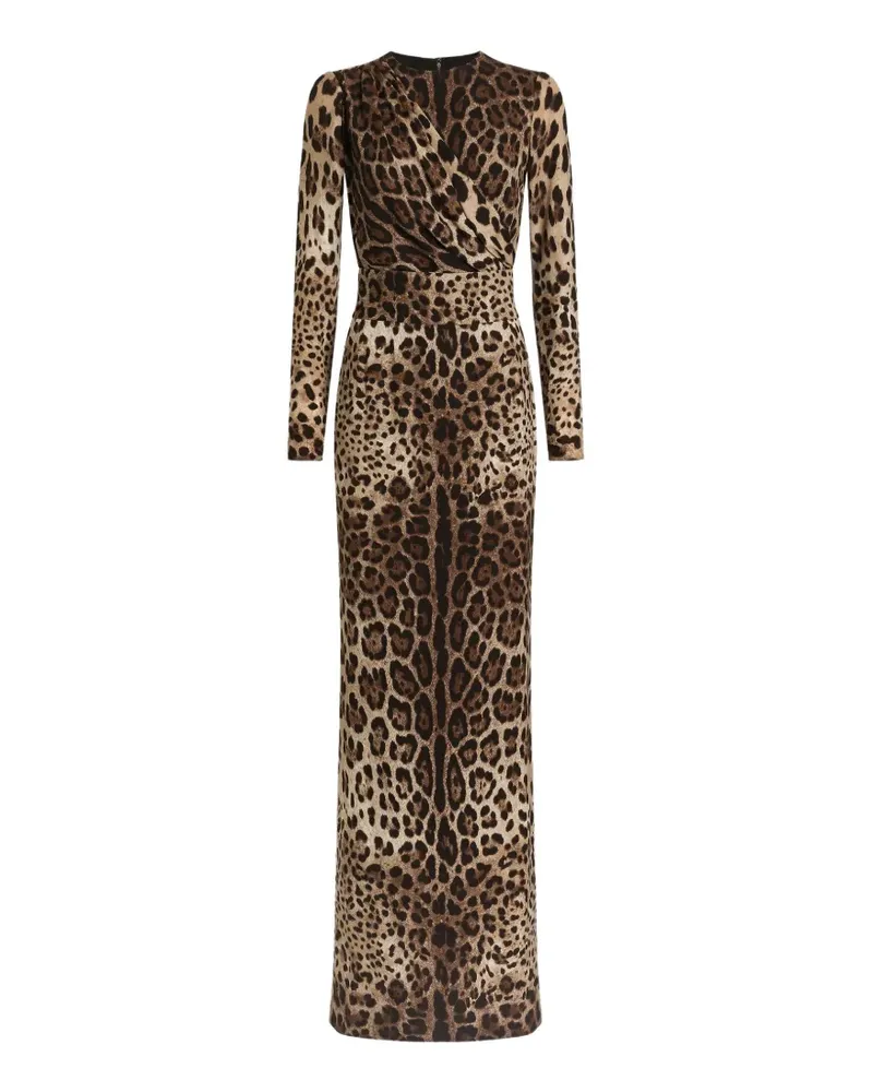 Dolce & Gabbana Charmeuse-Kleid mit Leo-Print - Nude Nude