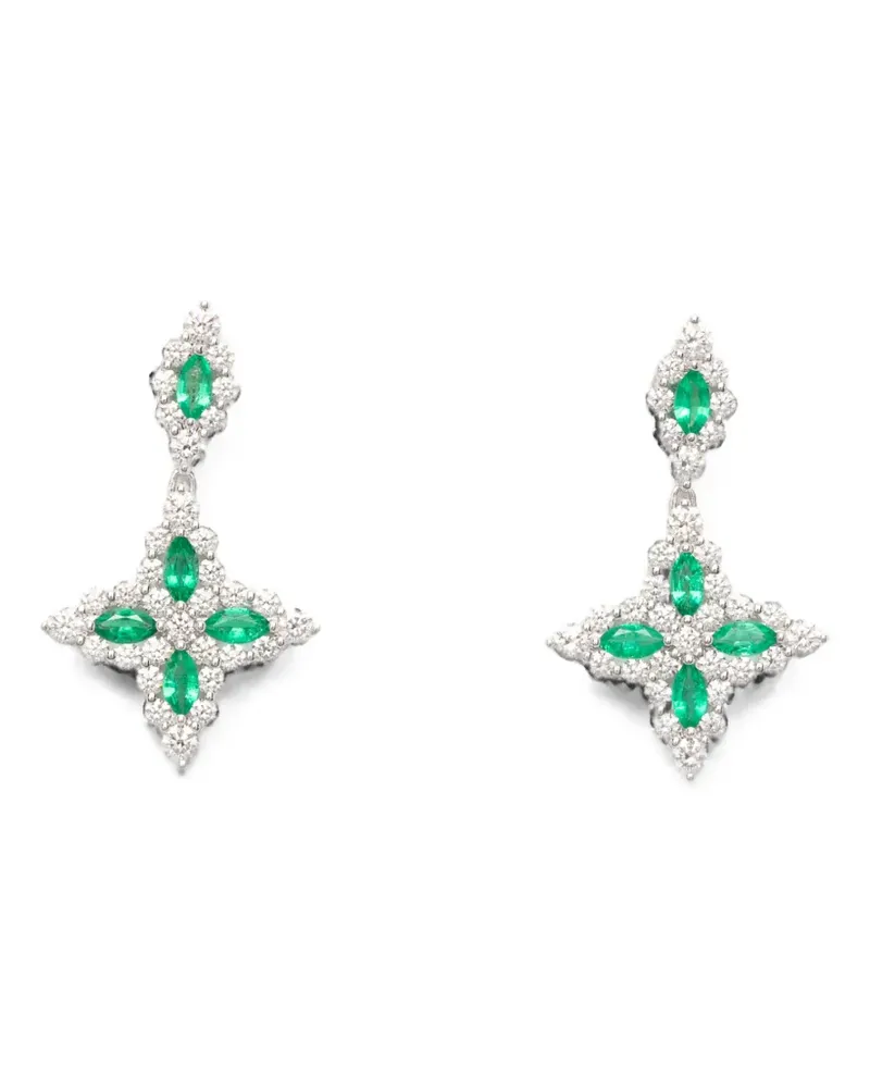 Roberto Coin Hängeohrringe mit Diamanten und Smaragden - Silber Silber