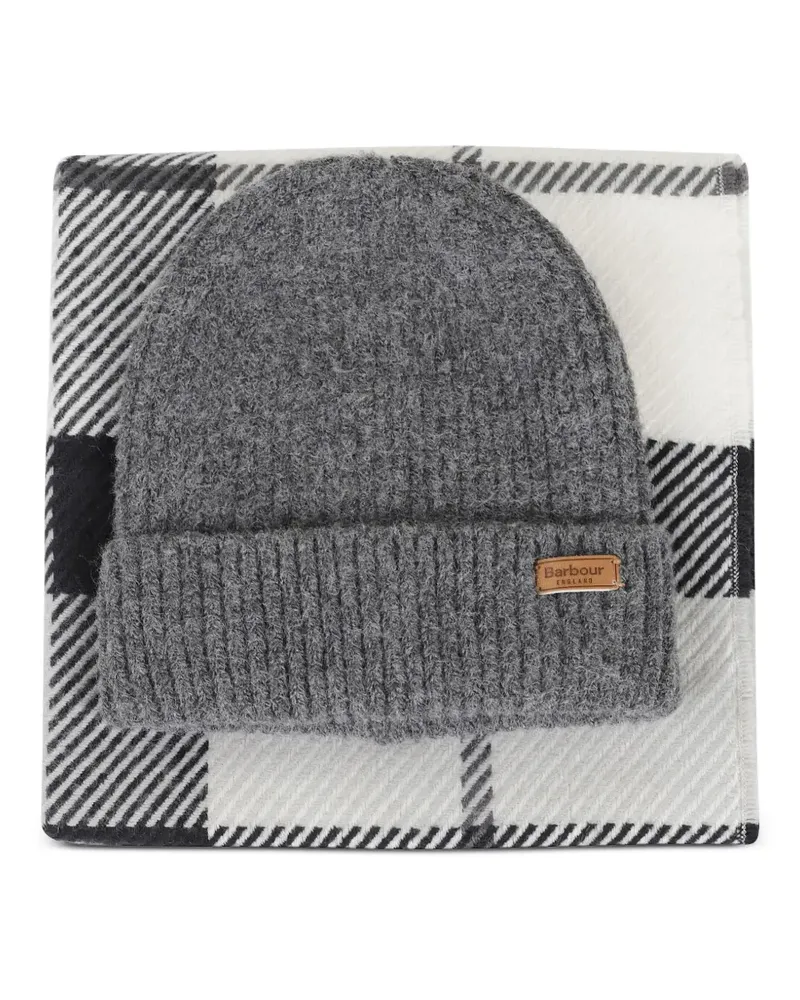 Barbour Gestricktes Beanie-Schal-Set - Grau Grau