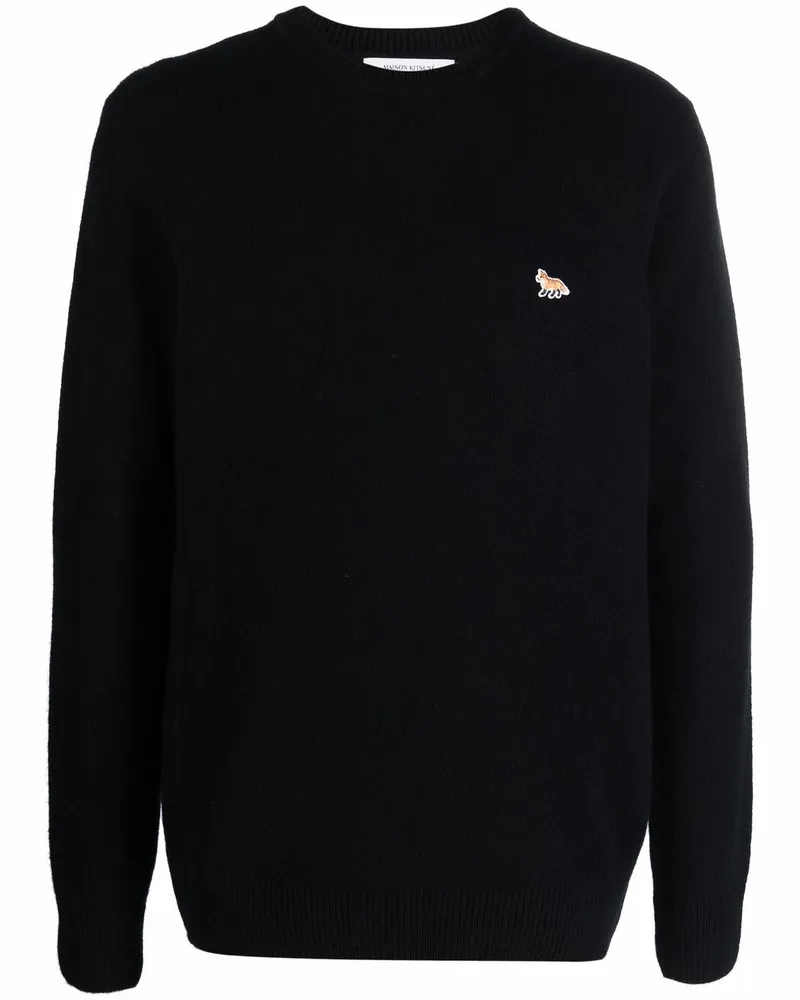 Kitsuné Pullover mit Fuchs-Patch - Schwarz Schwarz