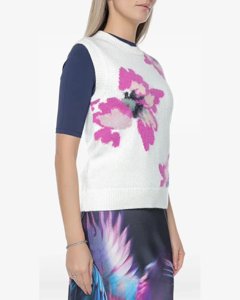 Ted Baker Selenha intarsia-knit floral top - Weiß Weiß