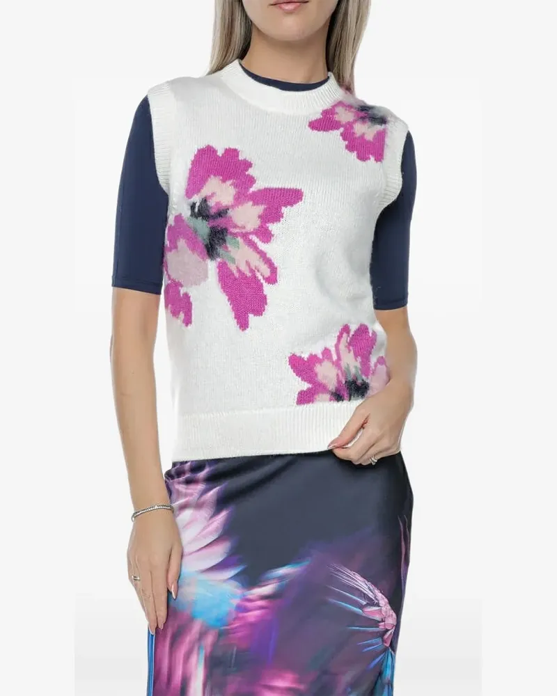 Ted Baker Selenha intarsia-knit floral top - Weiß Weiß