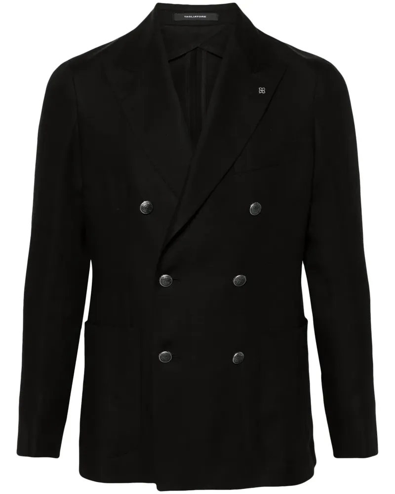 Tagliatore Doppelreihiges Sakko aus Leinen - Schwarz Schwarz