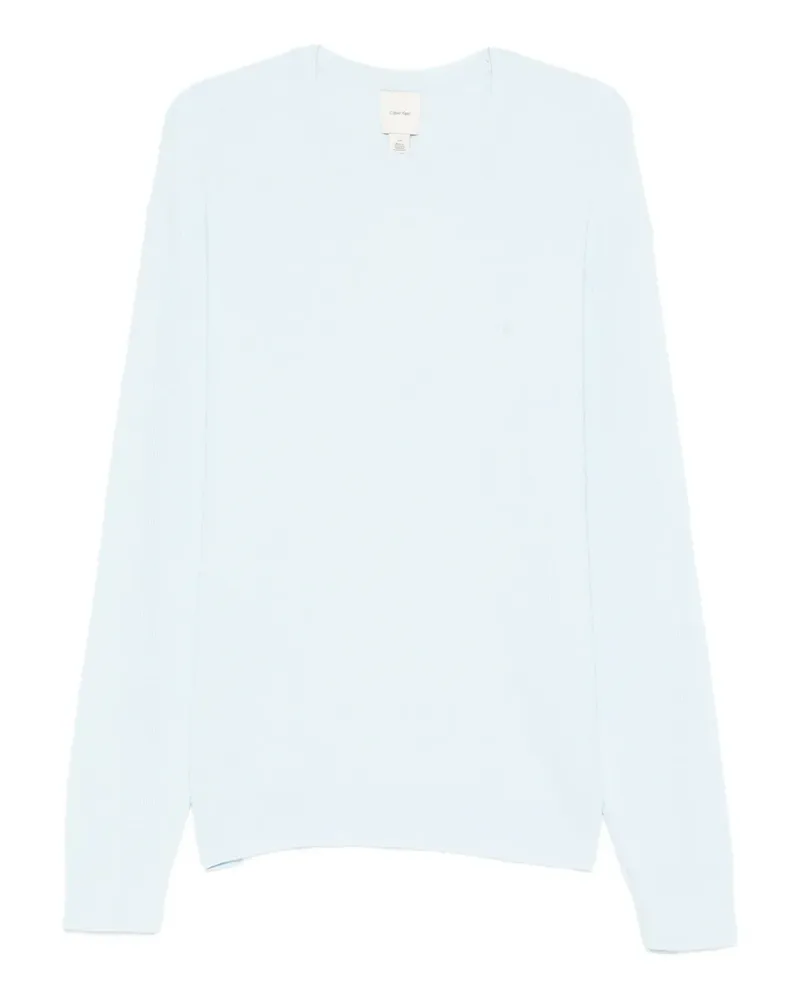 Calvin Klein Strukturierter Pullover mit rundem Ausschnitt - Blau Blau