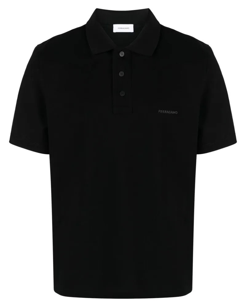 Ferragamo Poloshirt mit Logo-Stickerei Schwarz