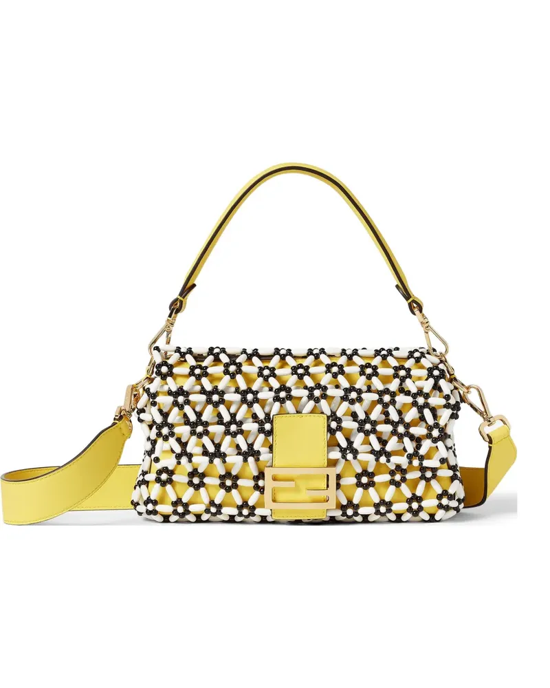 Fendi Baguette beaded-flowers shoulder bag - Gelb Gelb