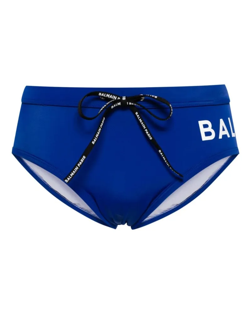 Balmain Badehose mit Logo-Print Blau