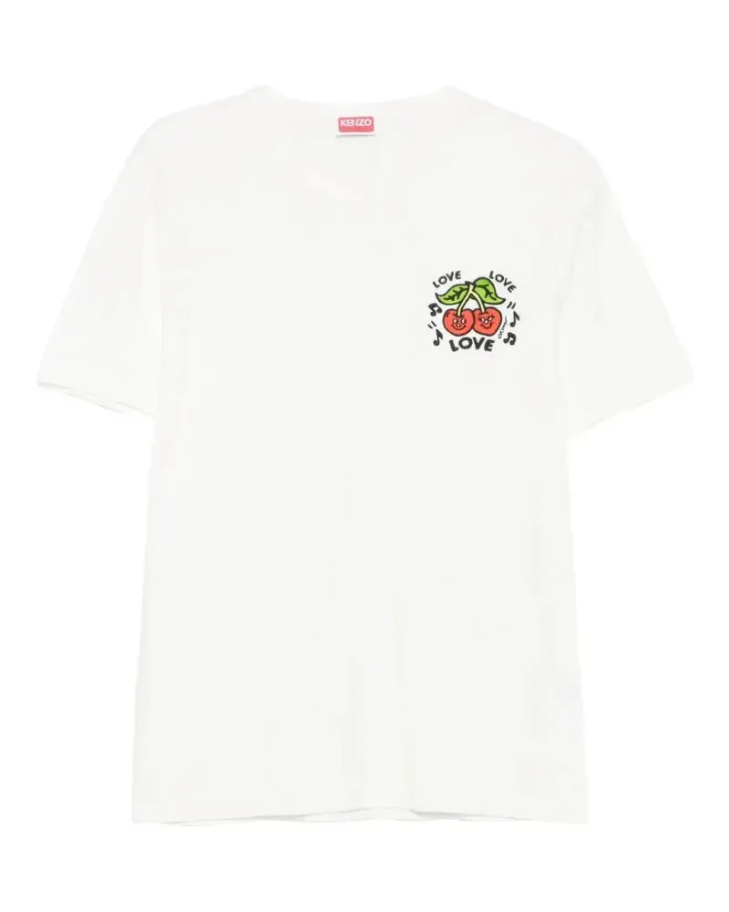 Kenzo Loves T-Shirt mit Kirschen-Print - Weiß Weiß