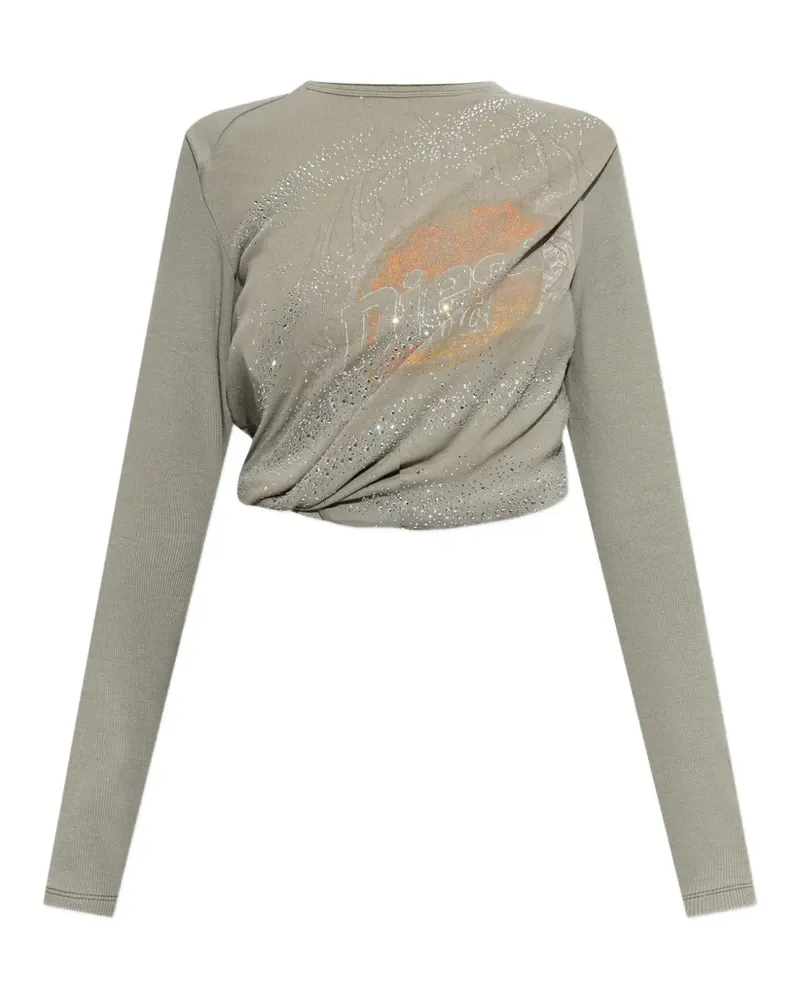 Diesel T-Asay Oberteil mit Strass - Grau Grau