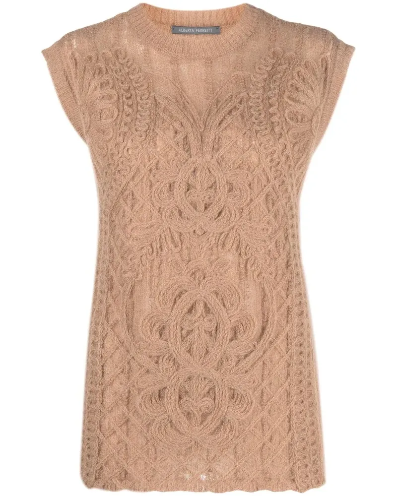 Alberta Ferretti Pullunder mit Zopfmuster - Nude Nude