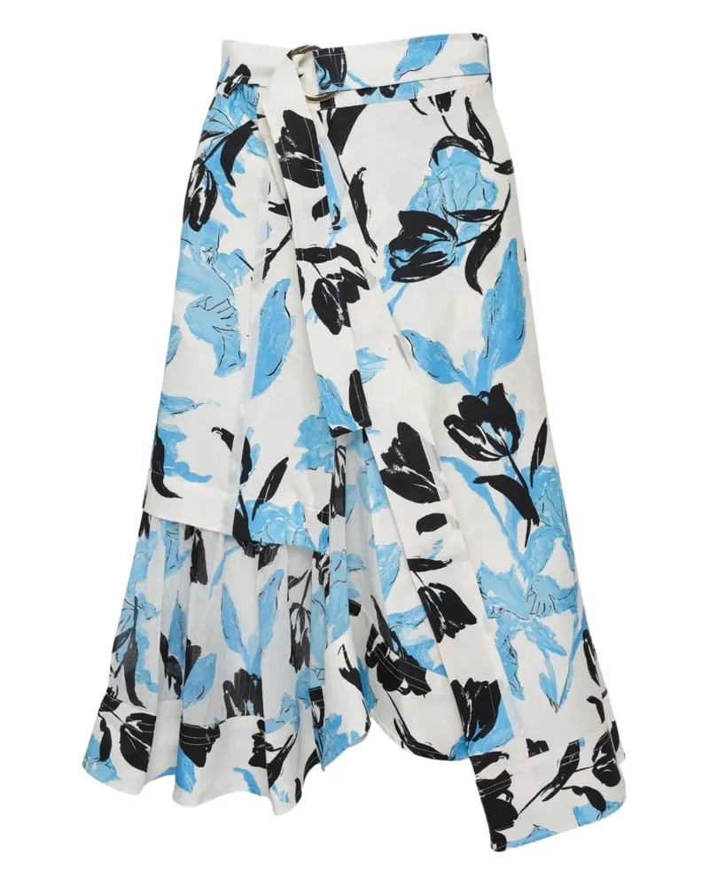3.1 phillip lim floral belted midi skirt - Weiß Weiß