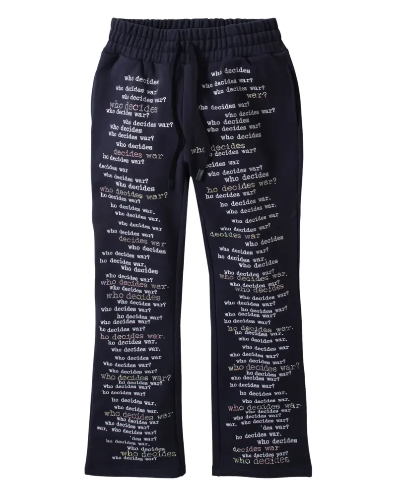 WHO DECIDES WAR Jogginghose mit Text-Print - Blau Blau