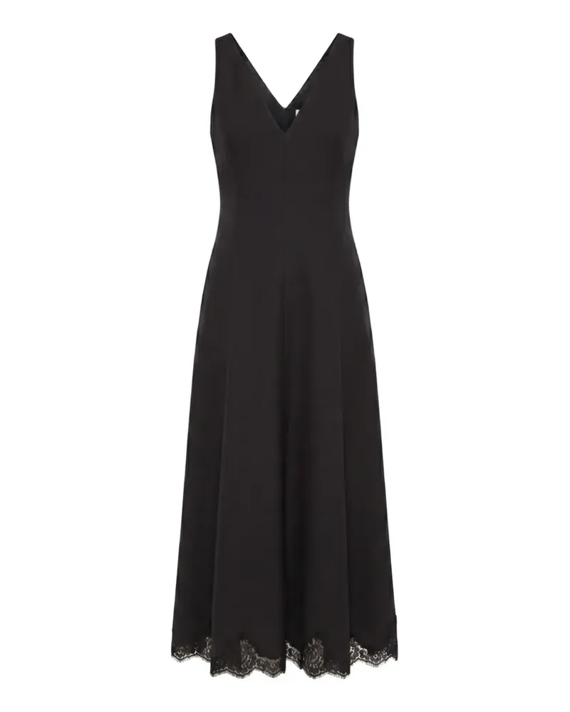 Valentino Garavani lace-trim V-neck dress - Schwarz Schwarz