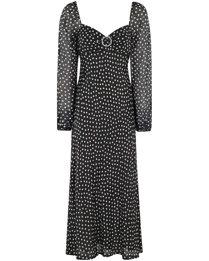RIXO Gepunktetes Midikleid - Schwarz Schwarz