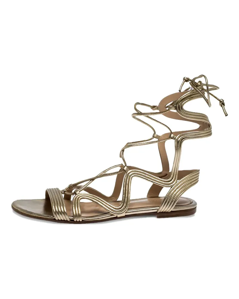 Gianvito Rossi Flache Metallic-Sandalen Metallic