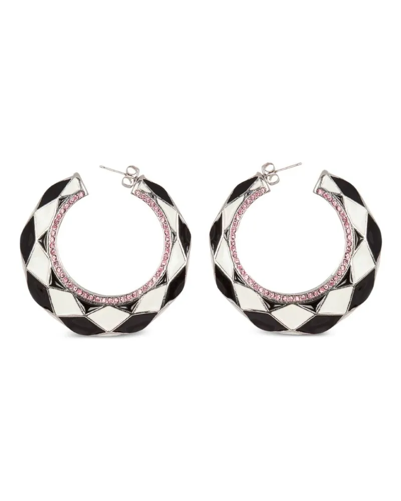 Balmain Emaillierte Creolen mit Diamanten - Weiß Weiß