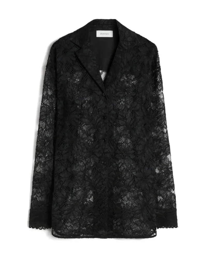 SPORTMAX Hemd mit Blumenspitze - Schwarz Schwarz