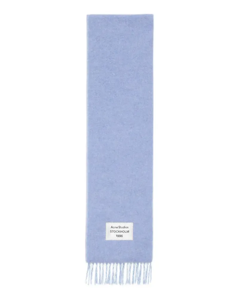 Acne Studios fringed logo scarf - Blau Blau