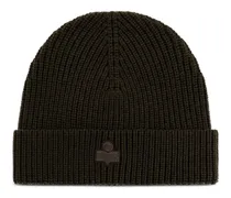 Gerippte Beanie mit Logo - Braun