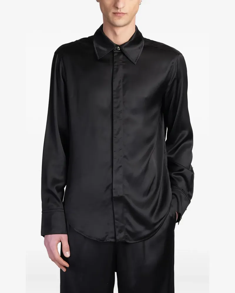 Marine Serre Hemd aus Satin - Schwarz Schwarz