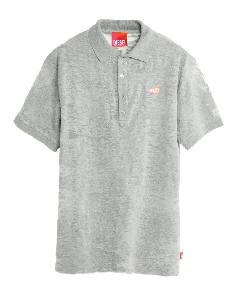 Diesel x Tinder distressed-effect logo-patch polo shirt - Grau Grau