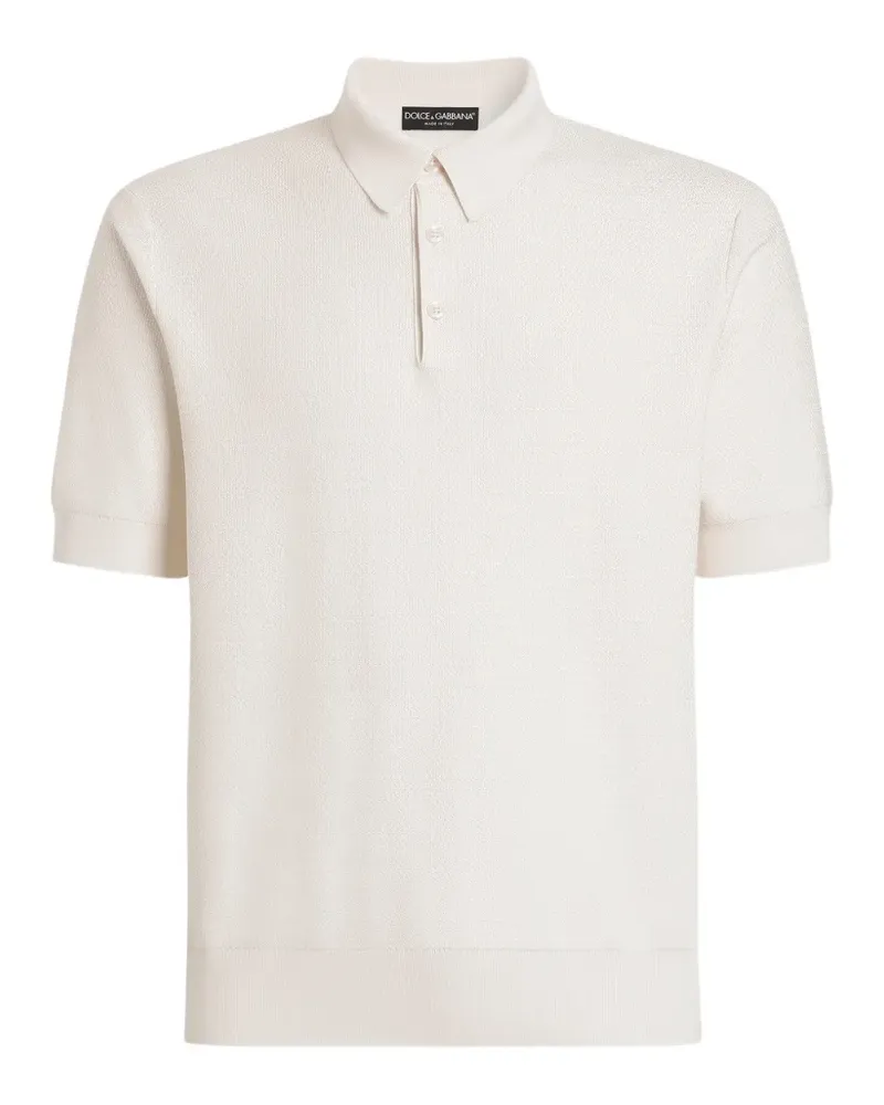 Dolce & Gabbana Poloshirt aus fein gestrickter Seide - Weiß Weiß